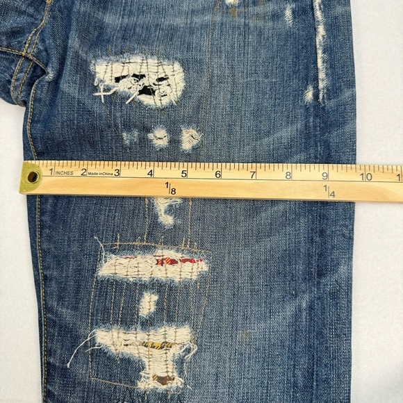 Rugby Ralph Lauren Jeans Size 27 Straight Leg Patch Work Distressed Vintage - Picture 12 of 16